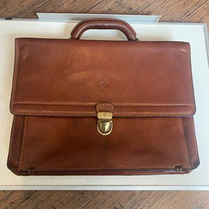Valentina In Pell Brown Genuine Leather Briefcase Made In Italy